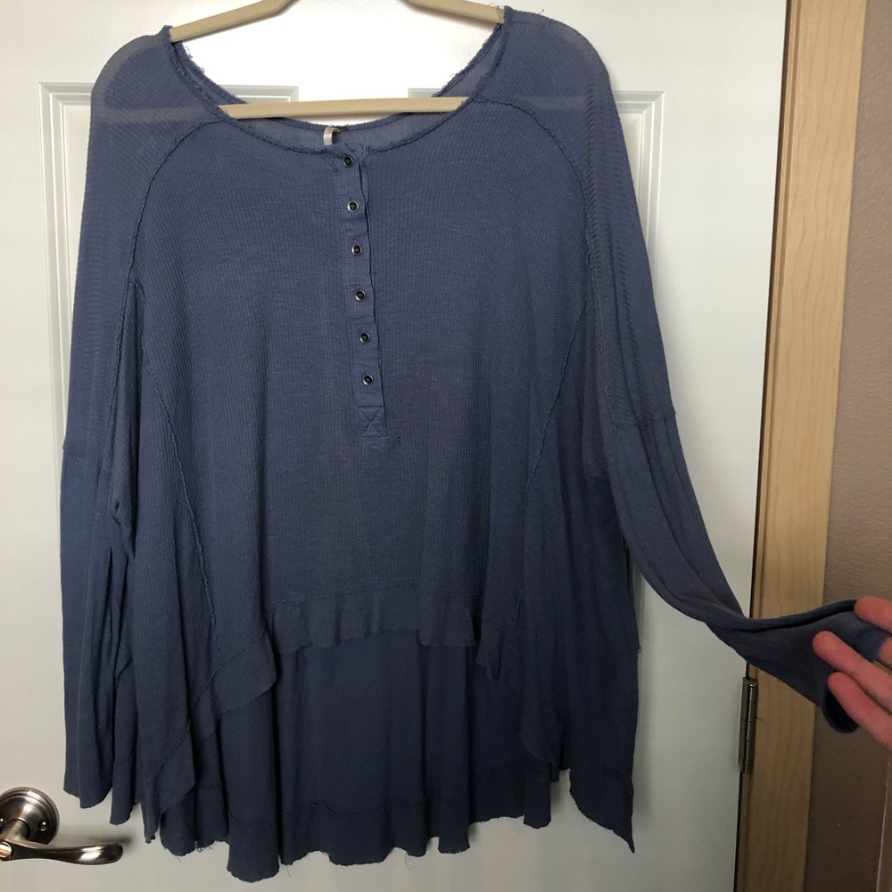 Free People Flowy Light Blue Shirt